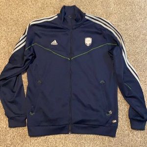 Navy blue Adidas full zip training jacket. Size large.
